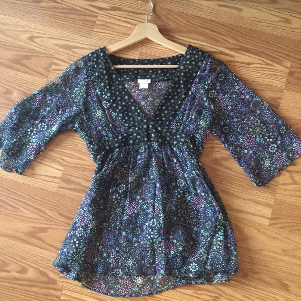 Silk Anthropologie kaleidoscope print princess top